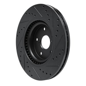 Subaru WRX Brake Rotor (1) - Front Left - R1 Concepts - Drilled & Slotted - Black - `20-`25